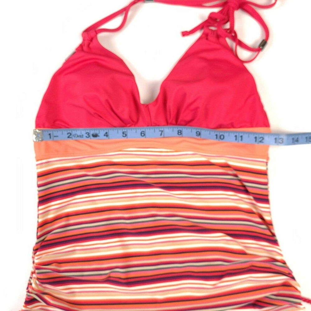 Lole Tankini Top SZ Small Striped Peach Halter - Picture 3 of 6